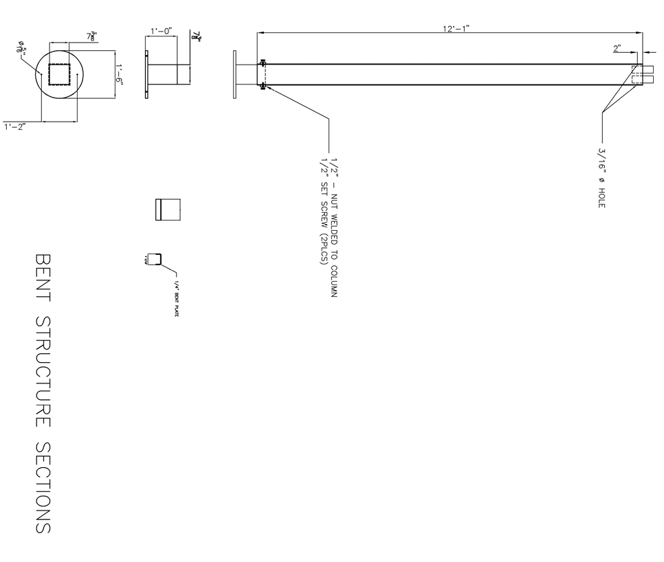 Bent structure sections engineering drawing