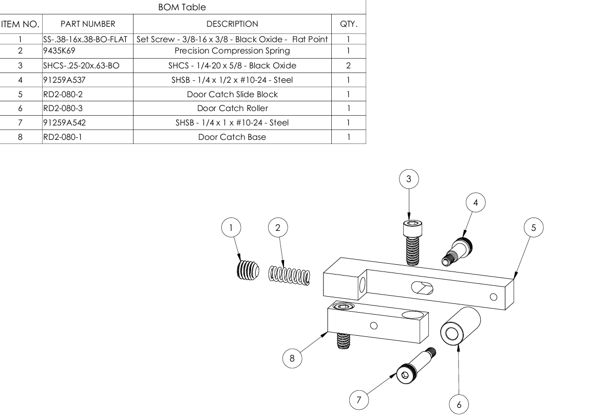 Door catch assembly engineering drawing