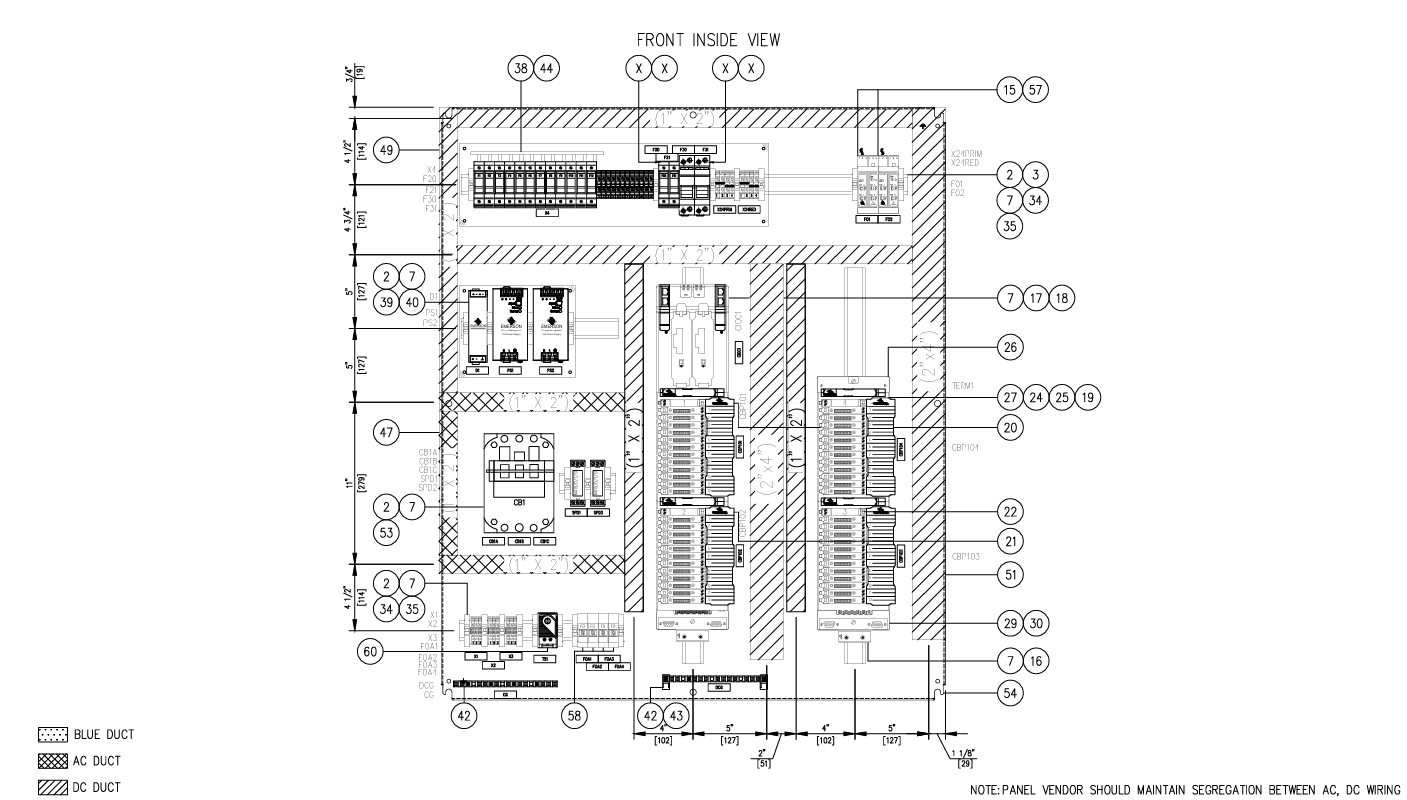 Electrical control panel inside layout drawing