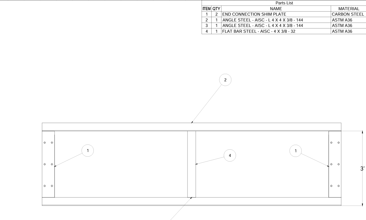 Frame assembly engineering drawing