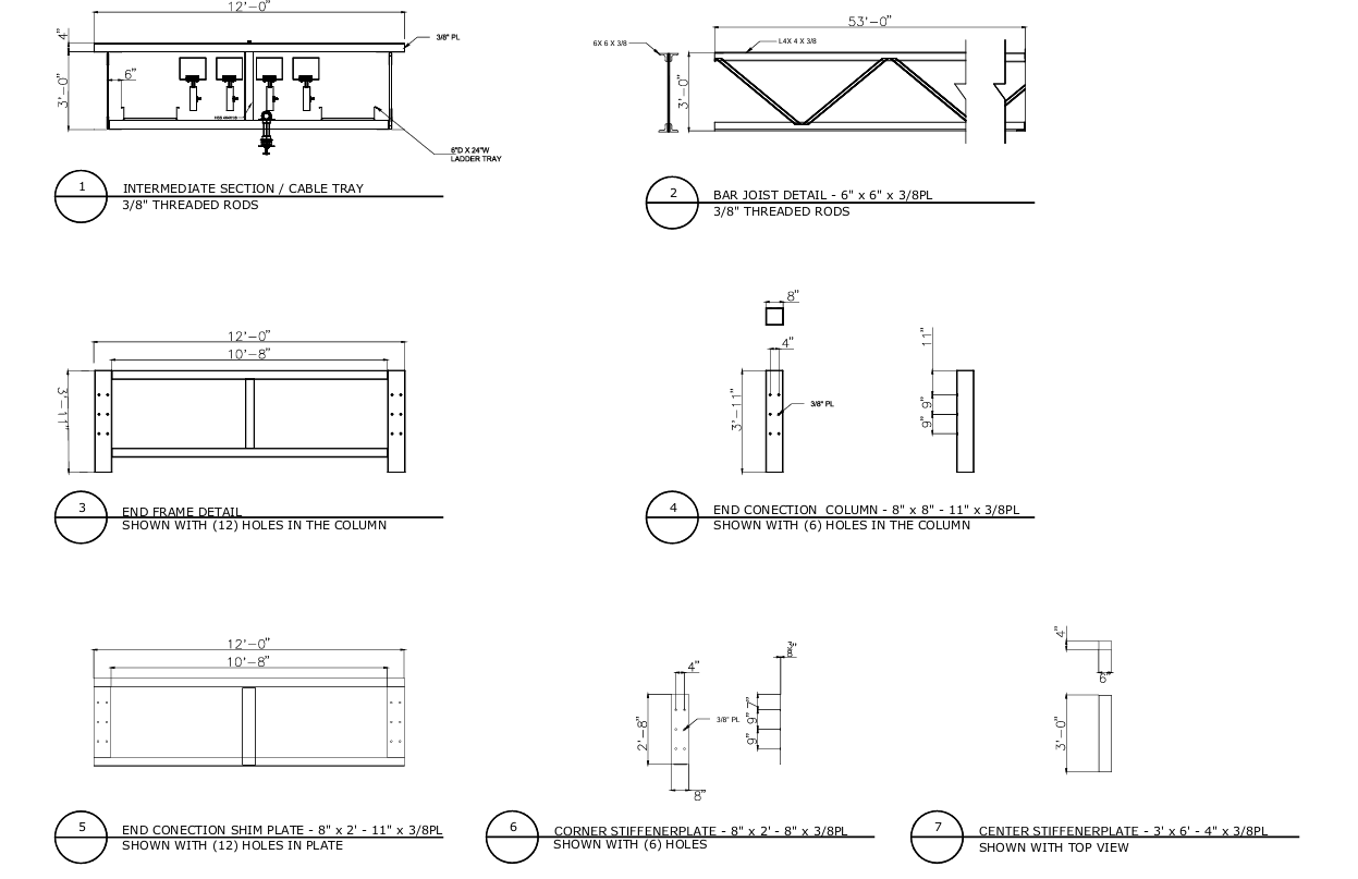 Steel / cable tray details engineering drawing